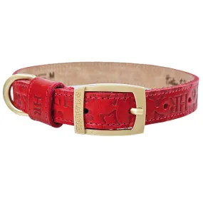 H&R Embossed Dog Collar in Tomato Red