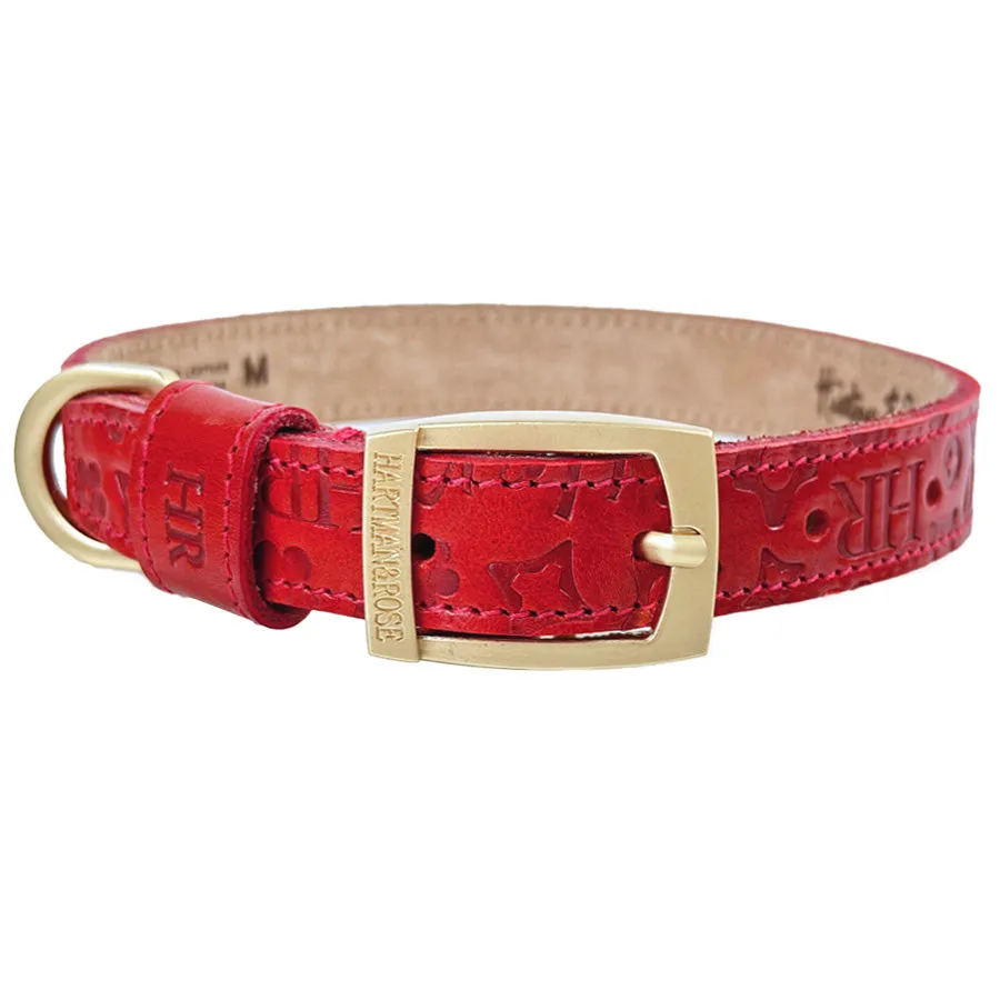 H&R Embossed Dog Collar in Tomato Red