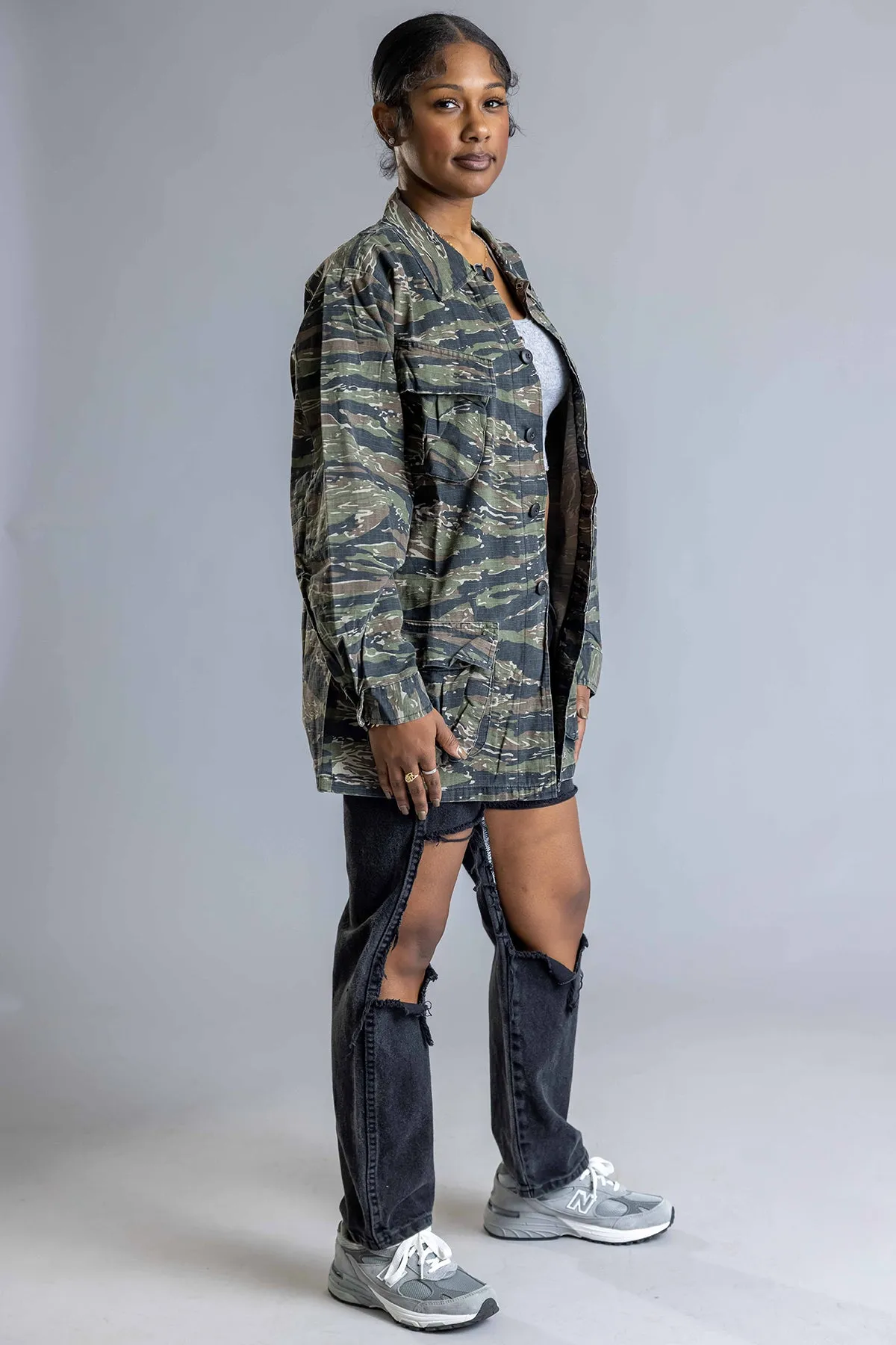 T-STRIPE CAMO BUTTON SHIRT