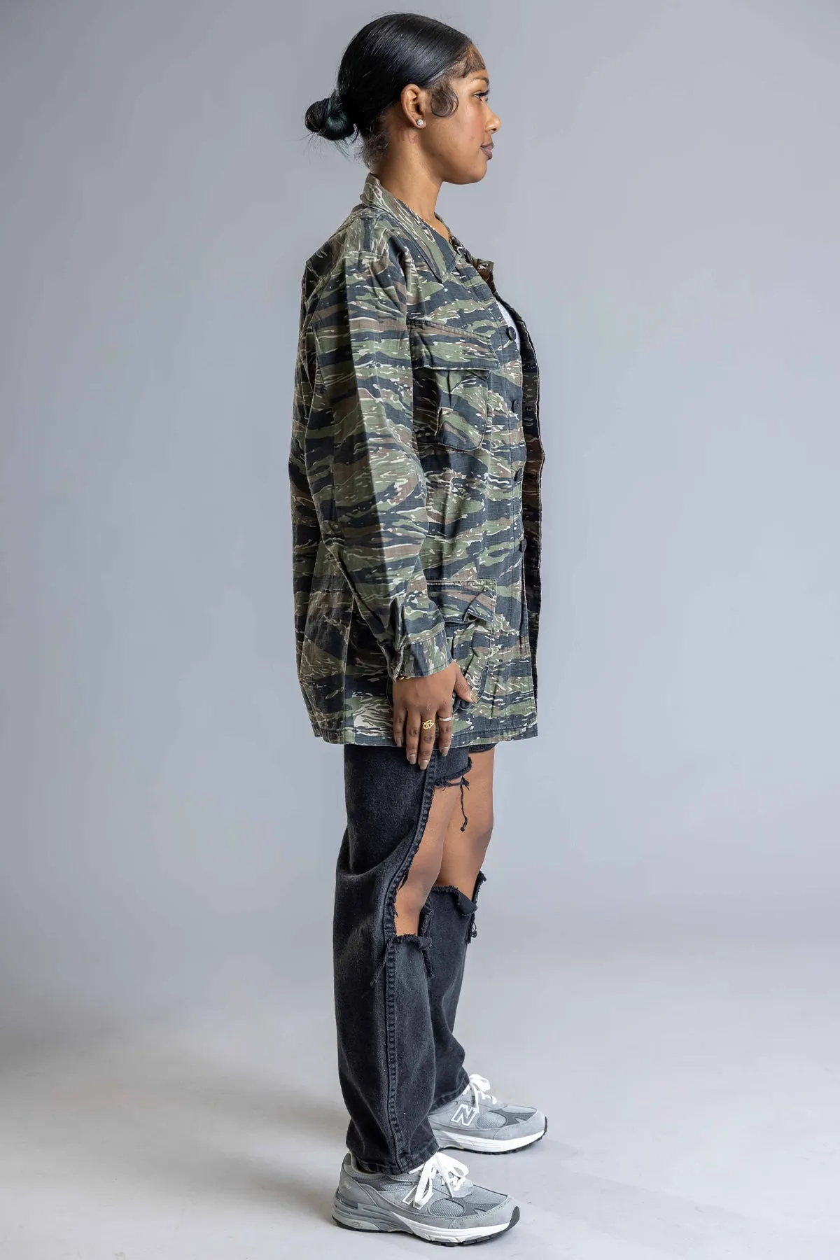 T-STRIPE CAMO BUTTON SHIRT