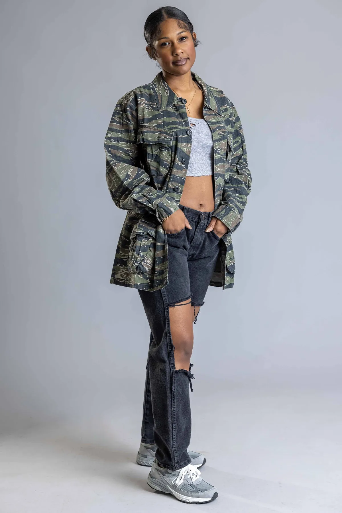 T-STRIPE CAMO BUTTON SHIRT