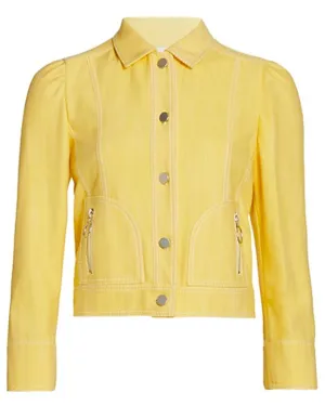 Vivid Yellow Puff Sleeve Denim Jacket