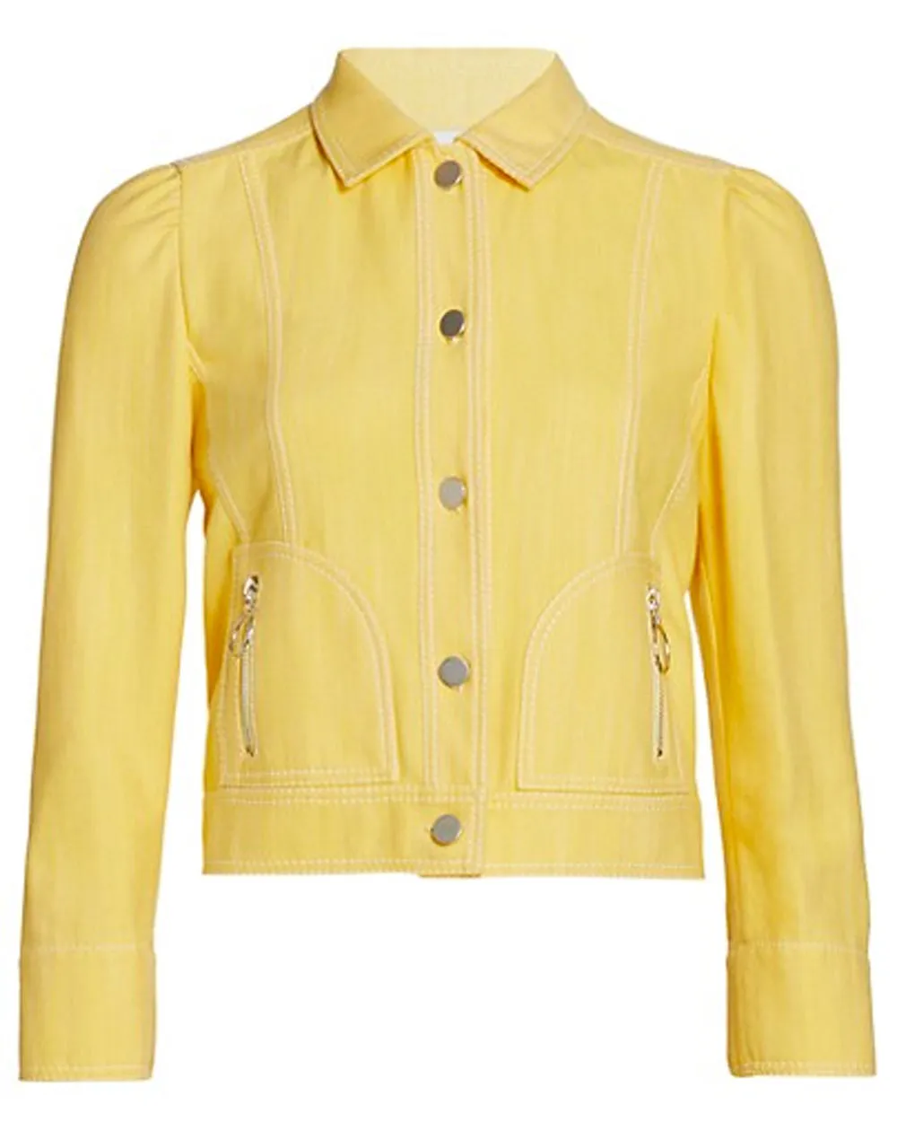 Vivid Yellow Puff Sleeve Denim Jacket