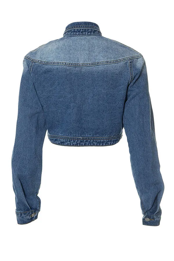 xiangtuibao Solid Color Smart Denim Coat