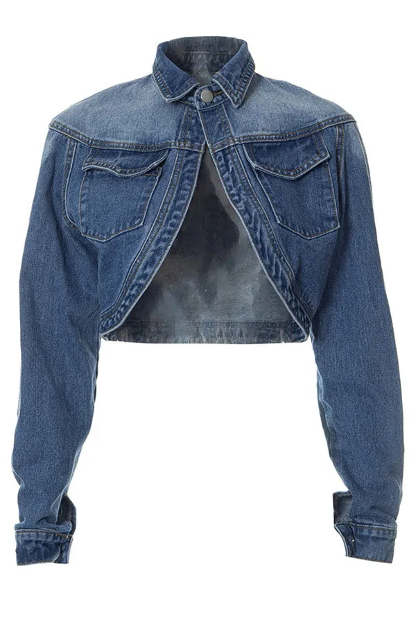 xiangtuibao Solid Color Smart Denim Coat